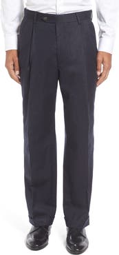 Berle Lightweight Flannel Pleated Classic Fit Dress Trousers
