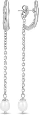 Ettika Linear Luxe Cultured Pearl Front/Back Earrings