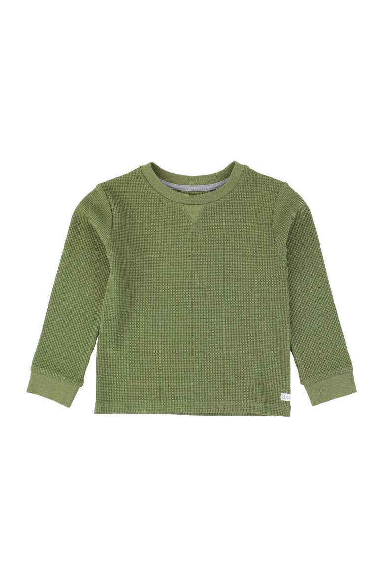 Baby Boys Waffle Knit Long Sleeve Crew Neck Shirt, Main, color, Dusty Olive