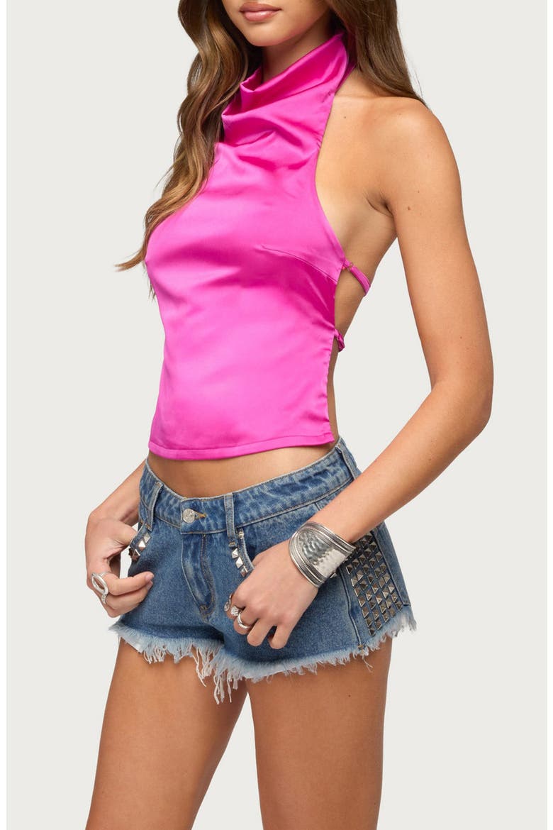 Satin Backless Sleeveless Top, Alternate, color, PINK