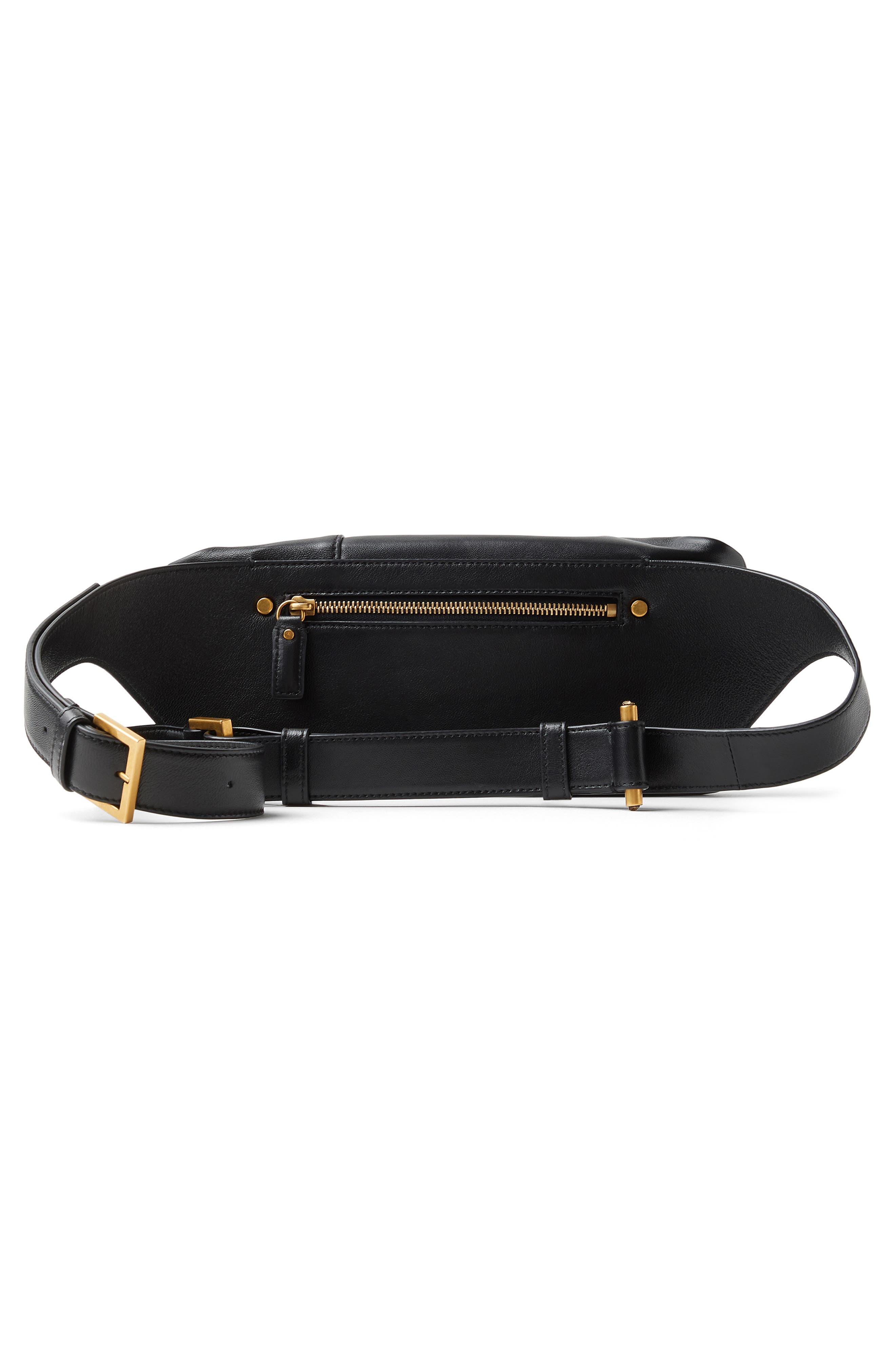 Versace First Line Small La Medusa Leather Belt Bag, Alternate, color, Black Rosewood-Gold
