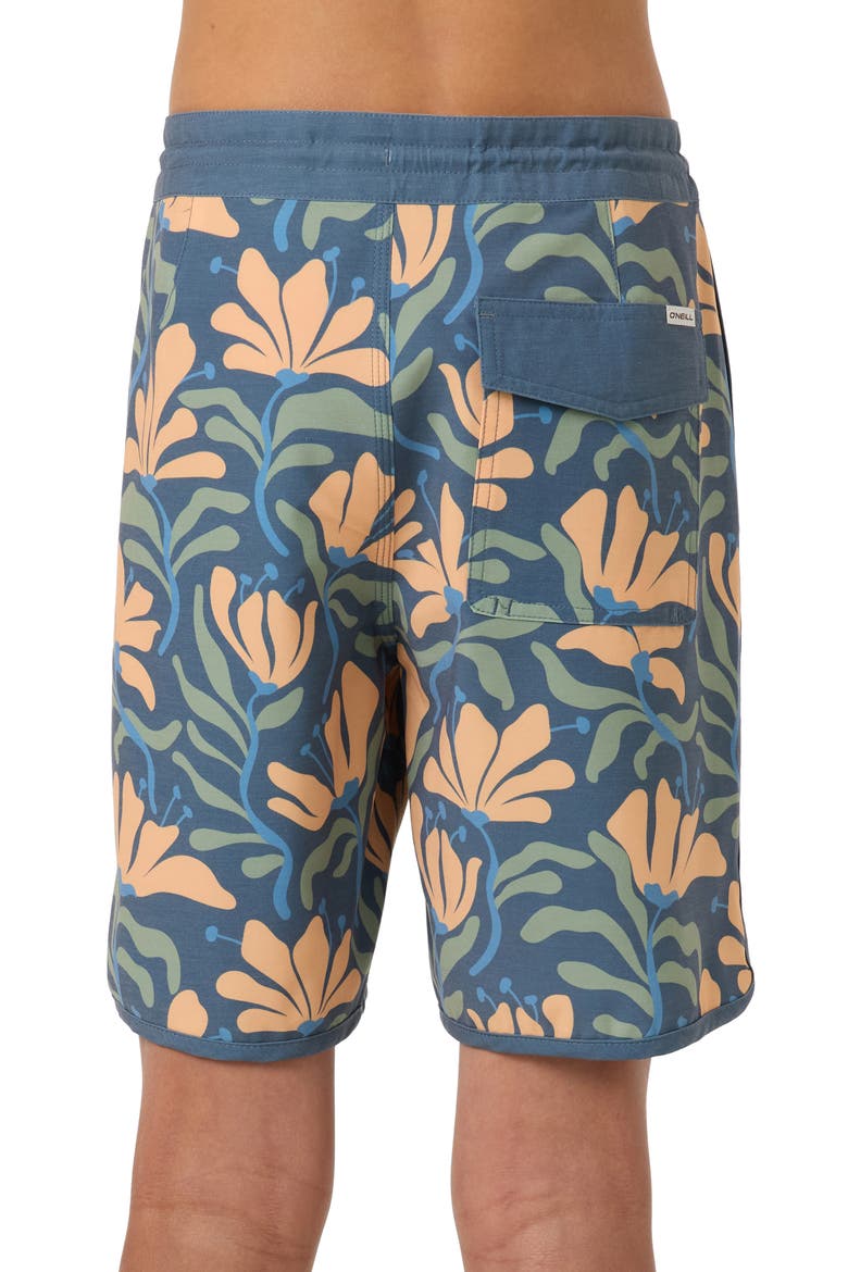Kids' Cruzer Stripe Scallop Board Shorts, Alternate, color, DARK SLATE