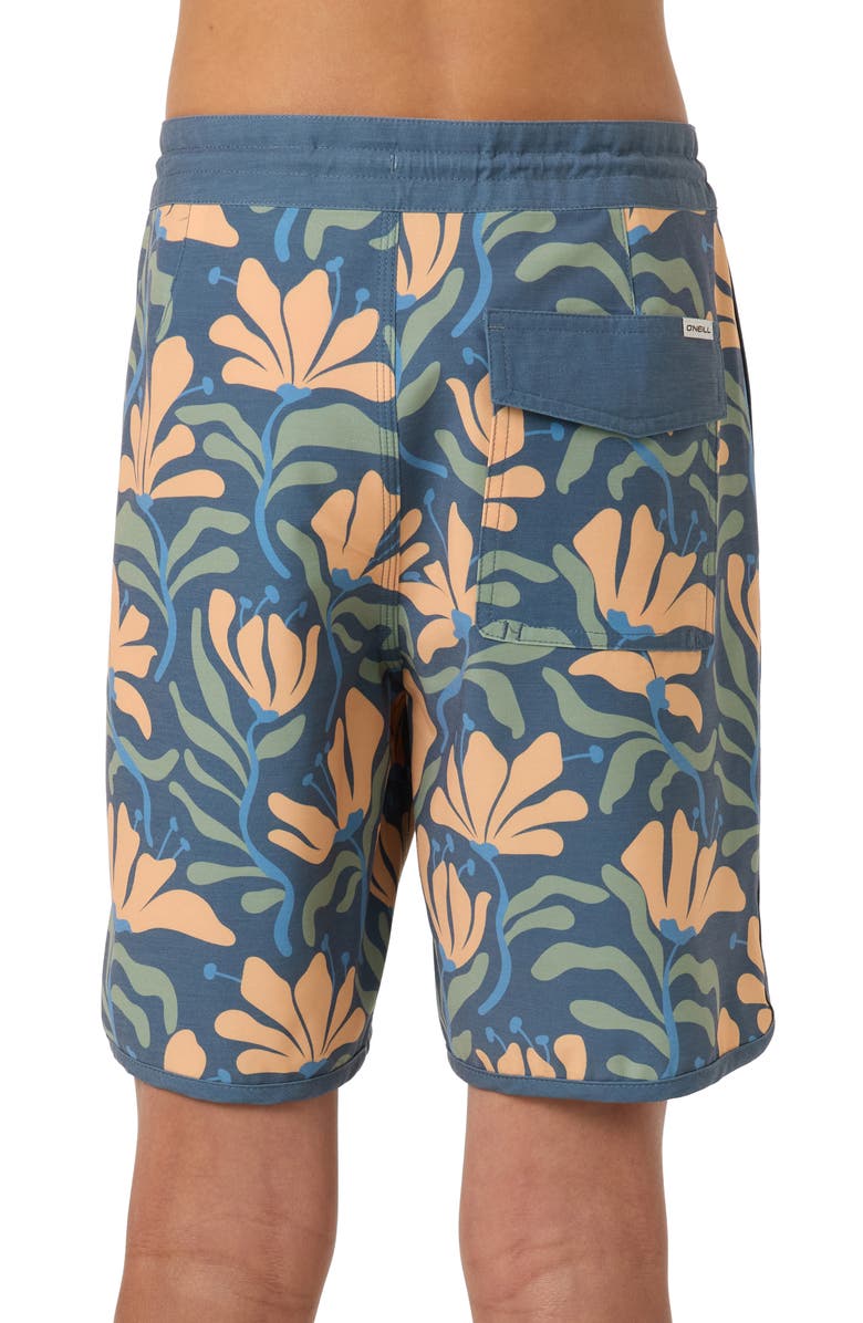 O'Neill Kids' Cruzer Stripe Scallop Board Shorts, Alternate, color, Dark Slate