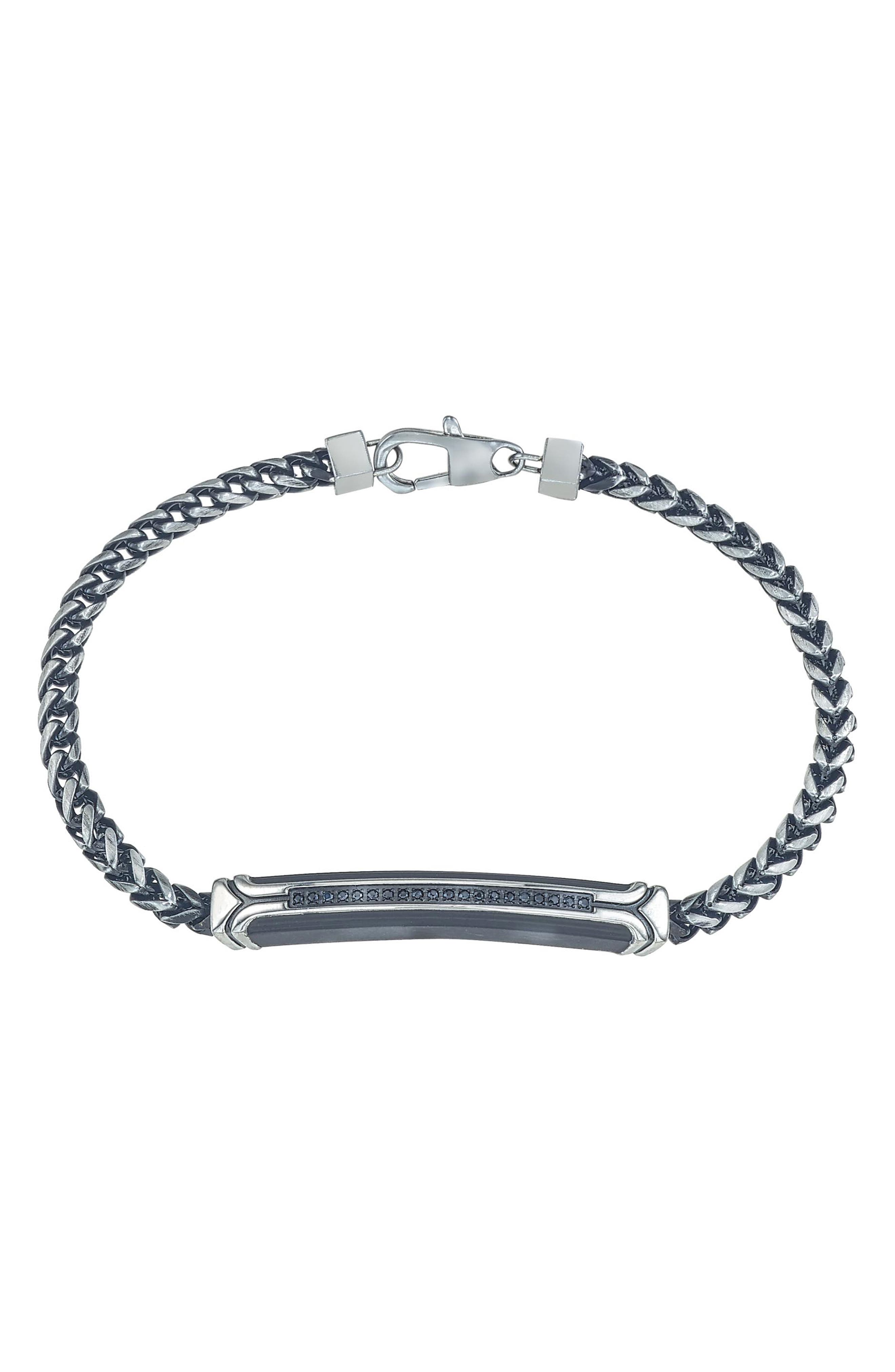 Esquire Men's Stainless Steel Black Diamond Bar Bracelet
