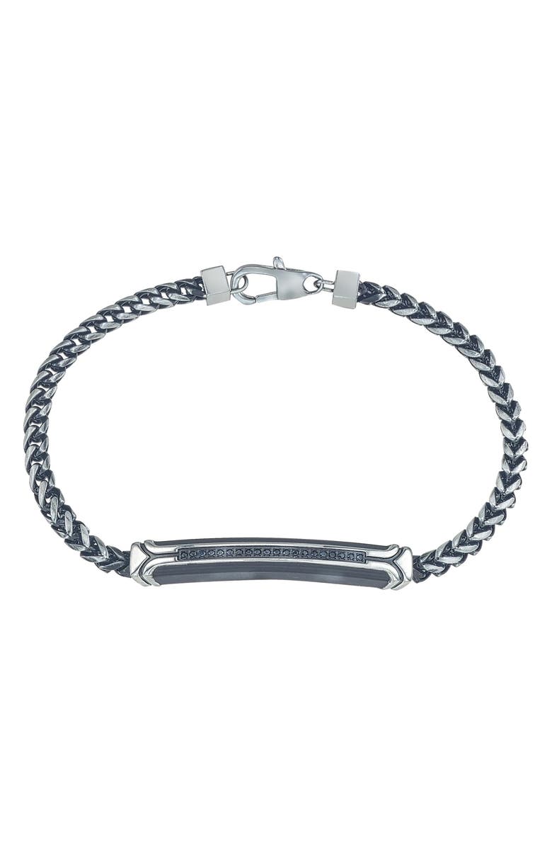 Esquire Men's Stainless Steel Black Diamond Bar Bracelet, Main, color, 