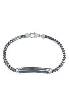 Esquire Men's Stainless Steel Black Diamond Bar Bracelet