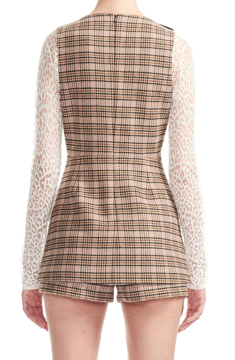 maje Irilo Plaid Sleeveless Romper, Alternate, color,