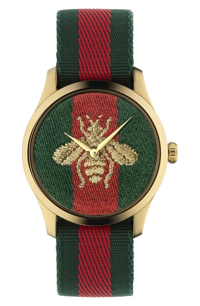 Gucci Le Marché Des Merveilles Nylon Strap Watch, 45mm, Alternate, color, 