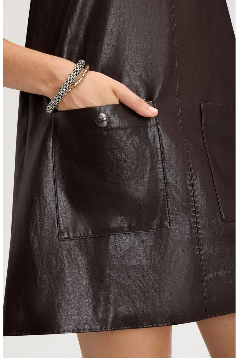 Faux Leather Pinafore Dress, Alternate, color, DARK BROWN