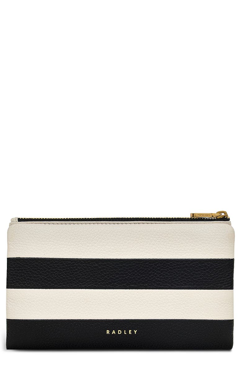 Radley Bishops Lane Stripe Leather Wallet, Main, color, Black/ Cream