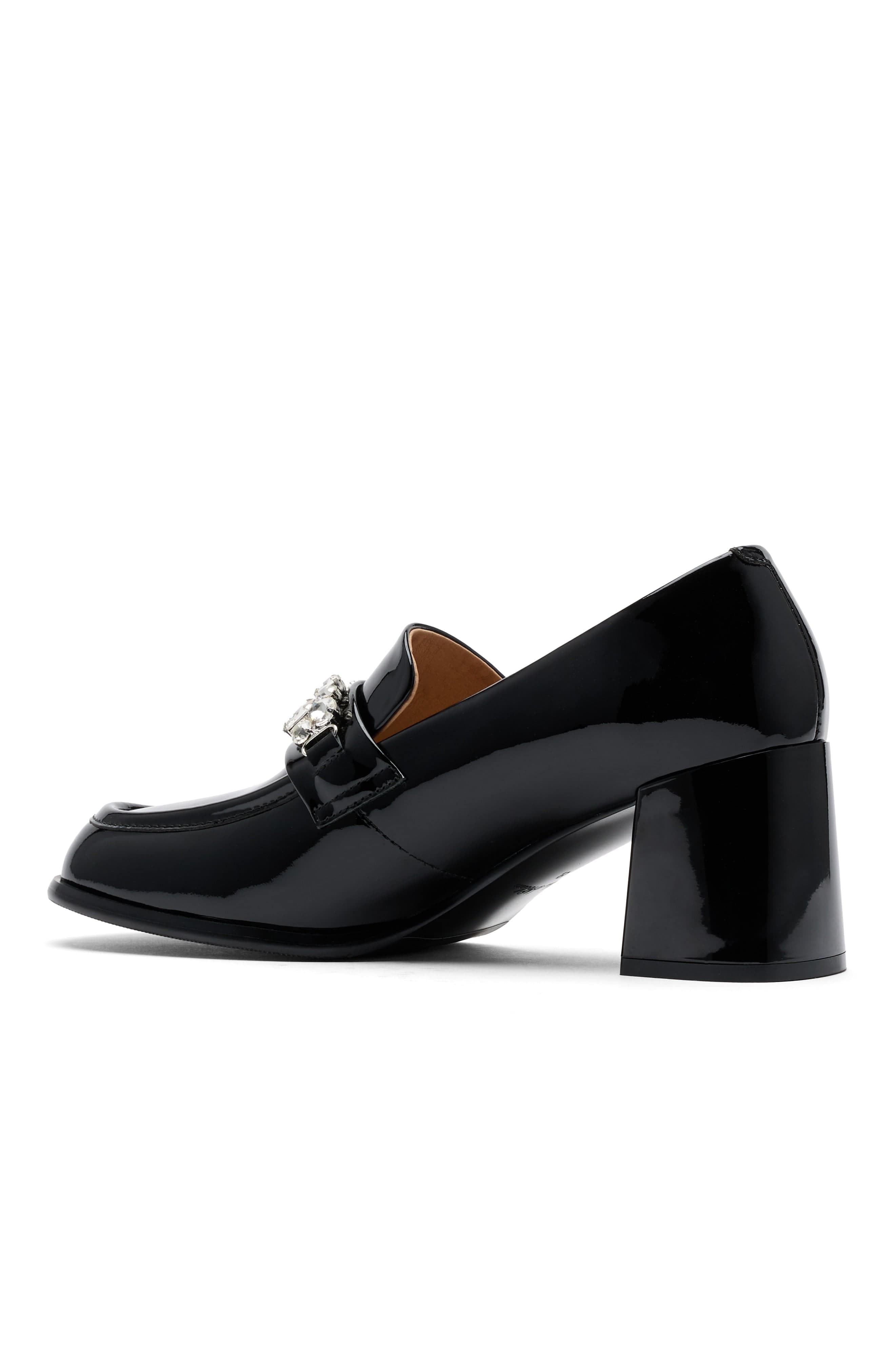 MARC NOLAN Margot Patent Leather Penny Loafer Block Pumps, Alternate, color, Black