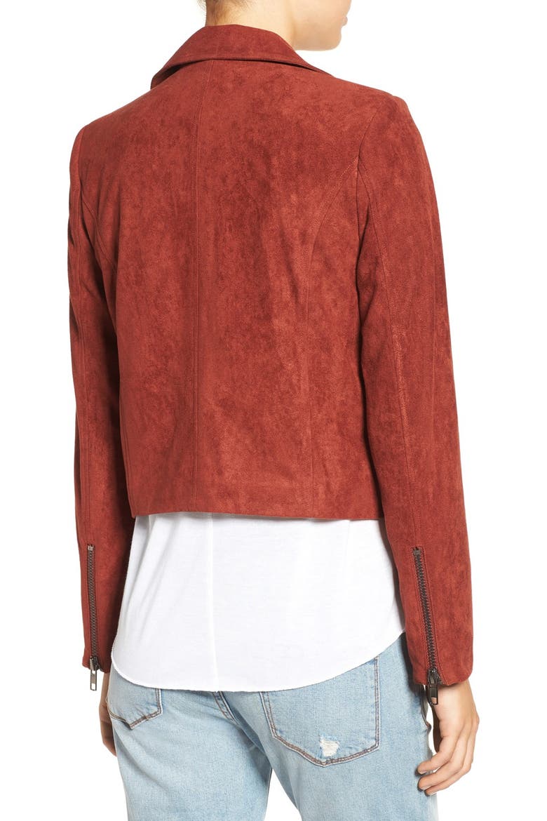 ASTR Faux Suede Moto Jacket, Alternate, color, RUSTED TAN