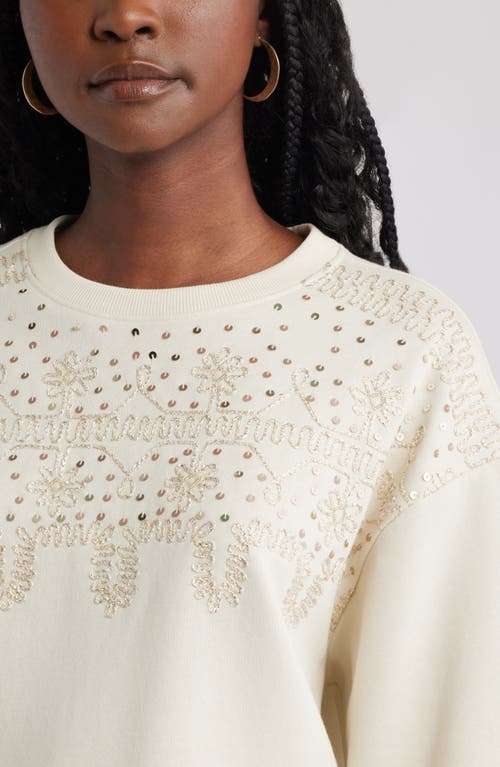 Treasure & Bond Sequin Embroidered Sweatshirt In White
