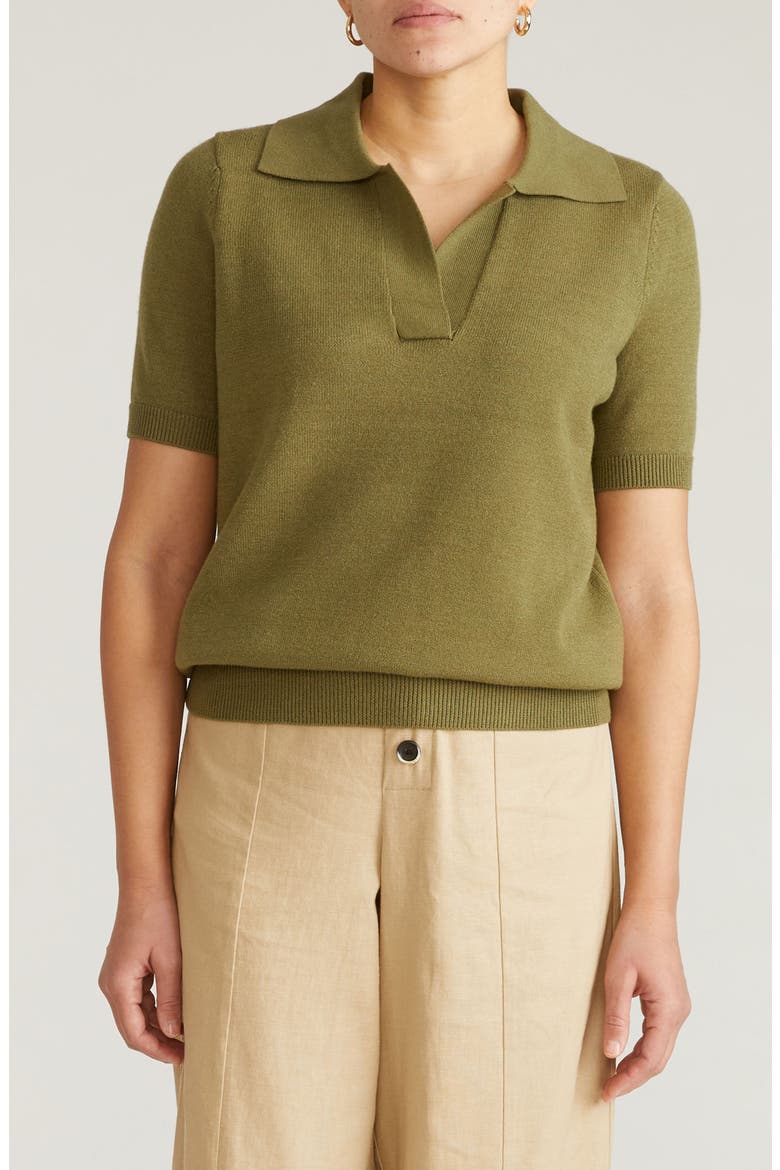 Short Sleeve Sweater, Main, color, OLIVE LEAF GREEN
