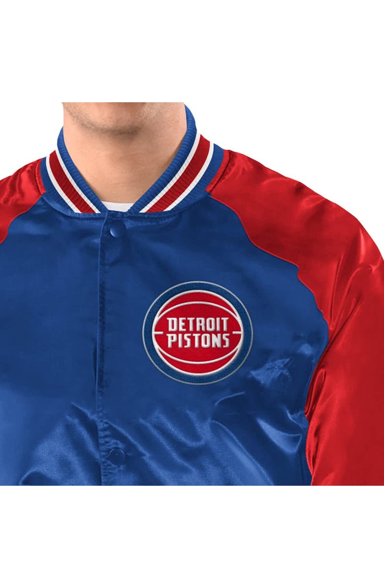 STARTER Men's Starter  Blue/Red Detroit Pistons Inductee Raglan Full-Snap Varsity Jacket, Alternate, color, Blue