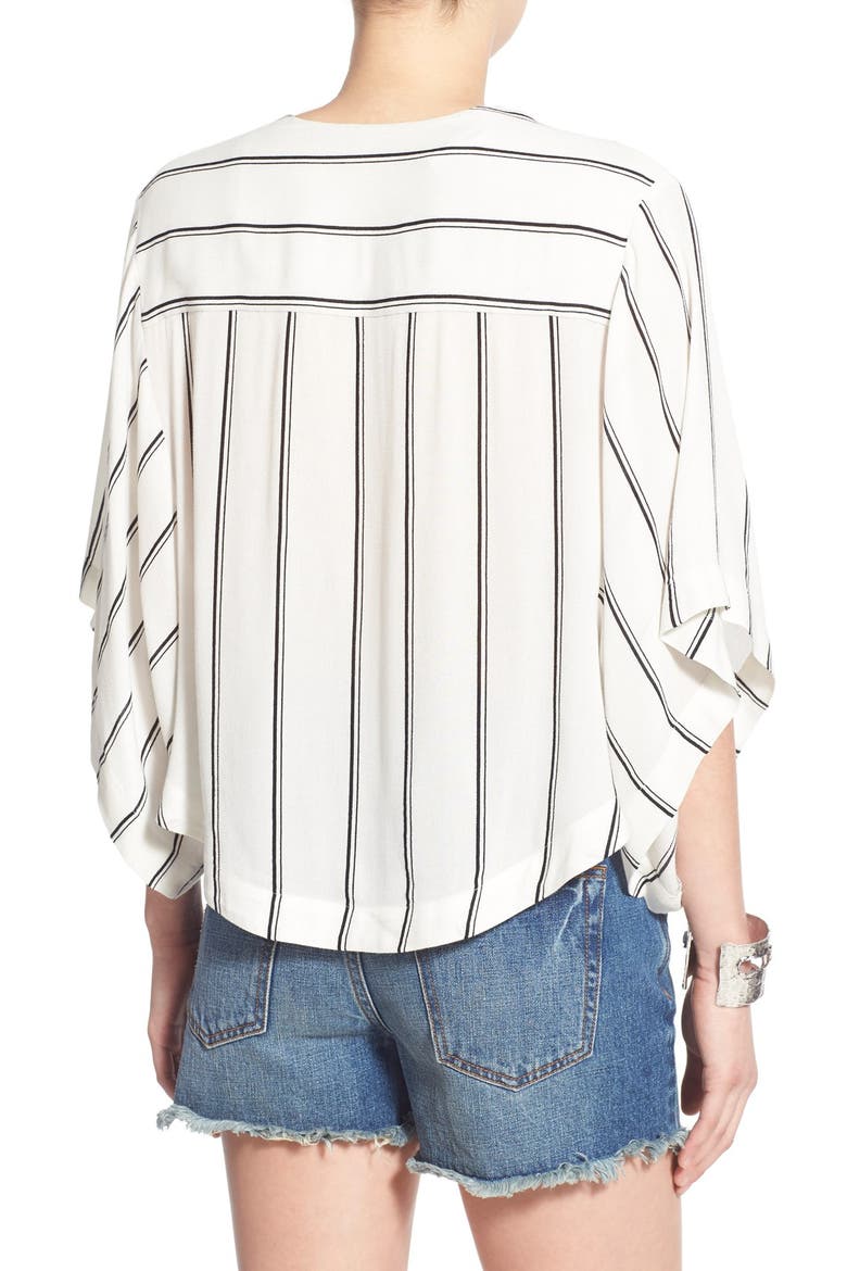 'Sleepy Time' Stripe Kimono Sleeve Top, Alternate, color, PEARL COMBO