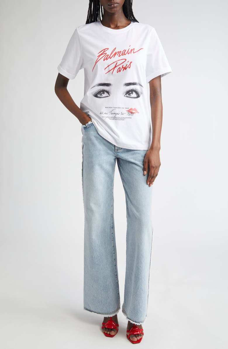 Balmain Beauty Graphic T-Shirt, Alternate, color, White/Black/Red