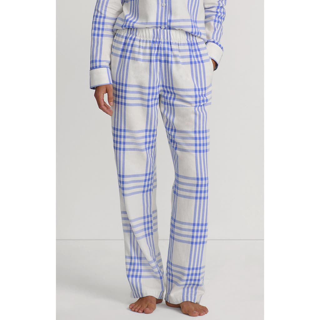 Lands' End Print Flannel Pajama Pants In Blue