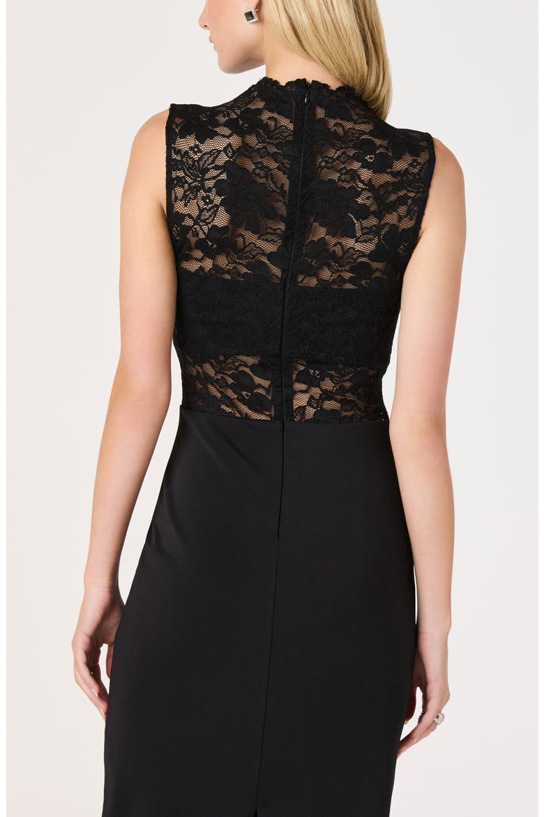 Cathia Lace Bodice Midi Dress, Alternate, color, BLACK