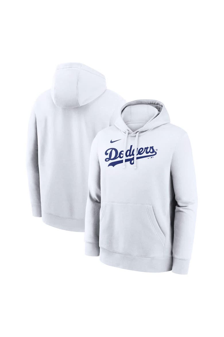 Men's Nike White Los Angeles Dodgers Dri-Fit Club Hoodie, Main, color, White