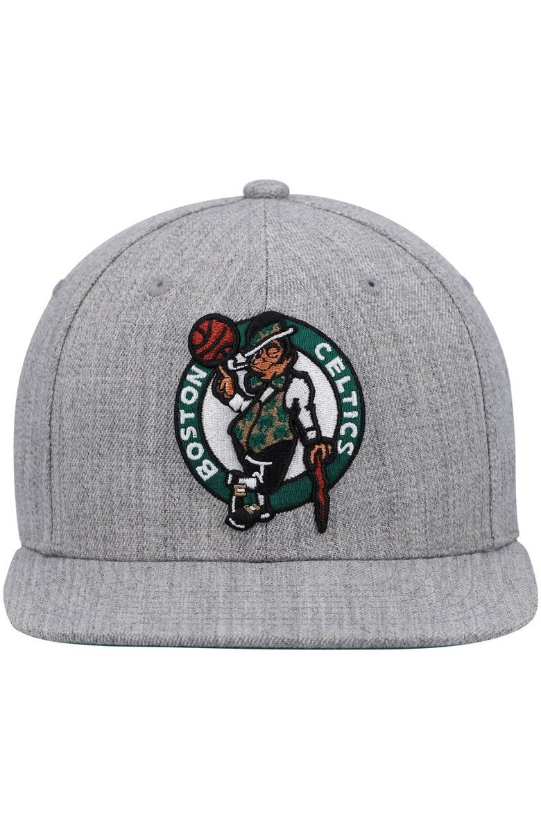 Mitchell & Ness Men's Mitchell & Ness Heathered Gray Boston Celtics 2.0 Snapback Hat, Alternate, color, 