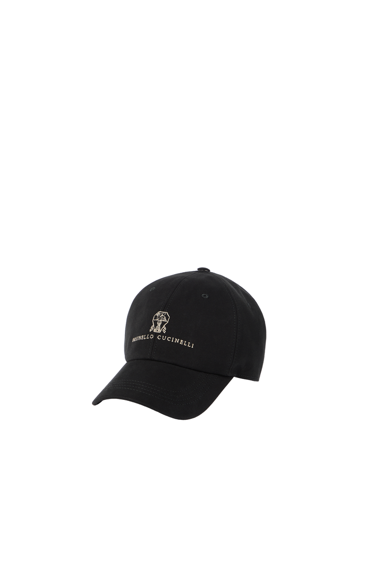 Garment-dyed twisted cotton gabardine baseball cap with embroidered logo, Alternate, color, Black