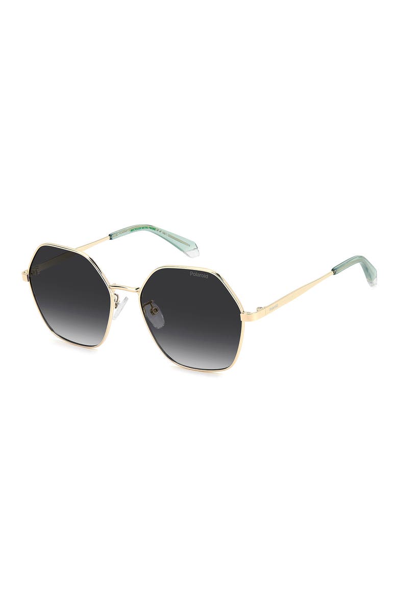 56mm Polarized Gradient Square Sunglasses, Alternate, color, GOLD/ GREY