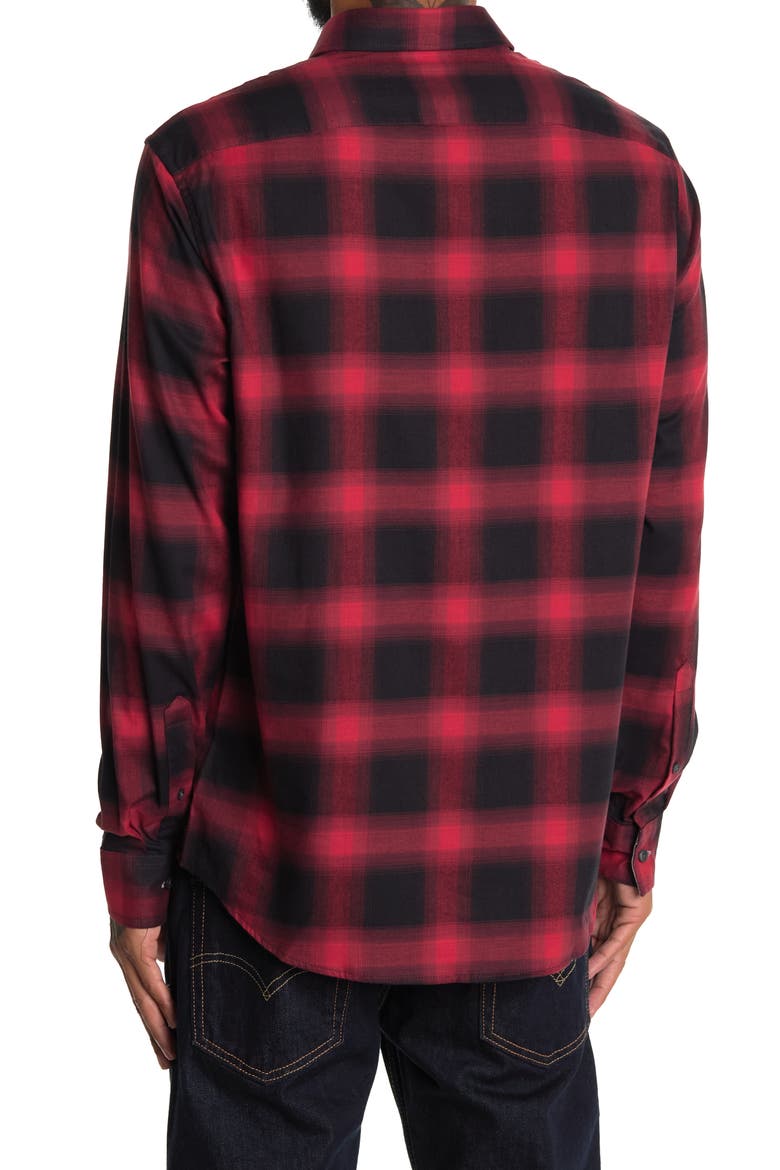 Plaid Long Sleeve Brushed Flannel Shirt, Alternate, color, POP RED