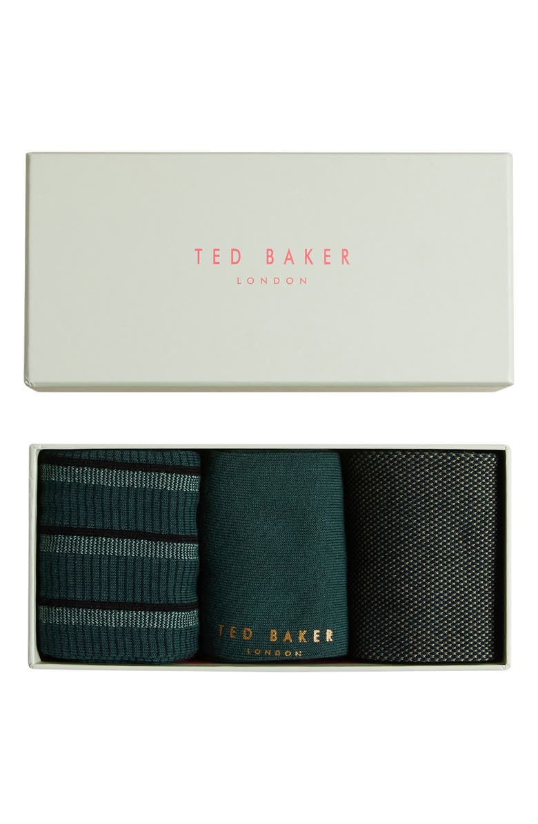 Ted Baker London Assorted 3-Pack Lowride Stripe Dress Socks Gift Box, Alternate, color,
