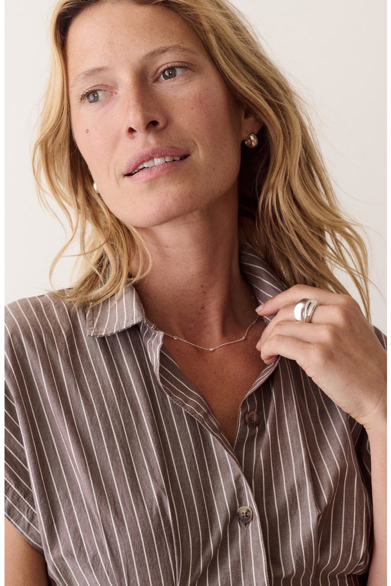 Arden Pima Cotton Midi Shirtdress, Alternate, color, CHOCOLATE AND CREAM STRIPE