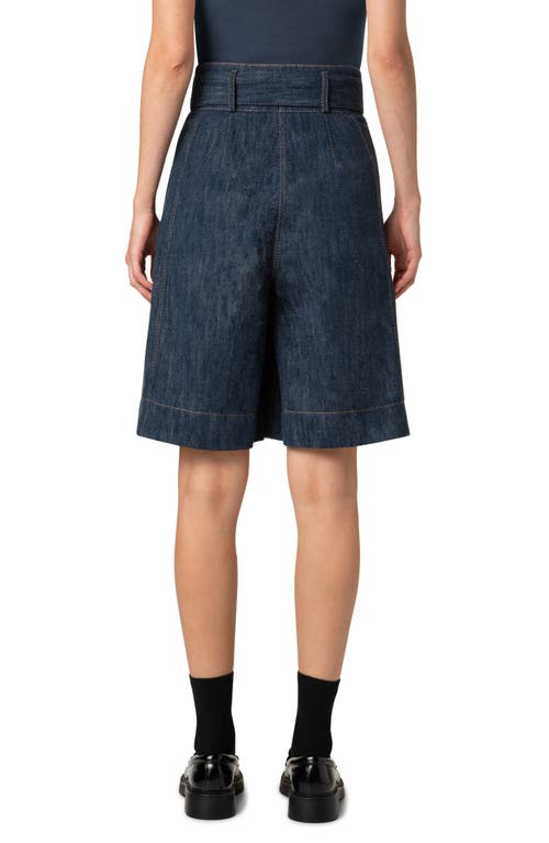 Akris Punto Fioretta Belted Sailor Denim Bermuda Shorts In Navy Denim