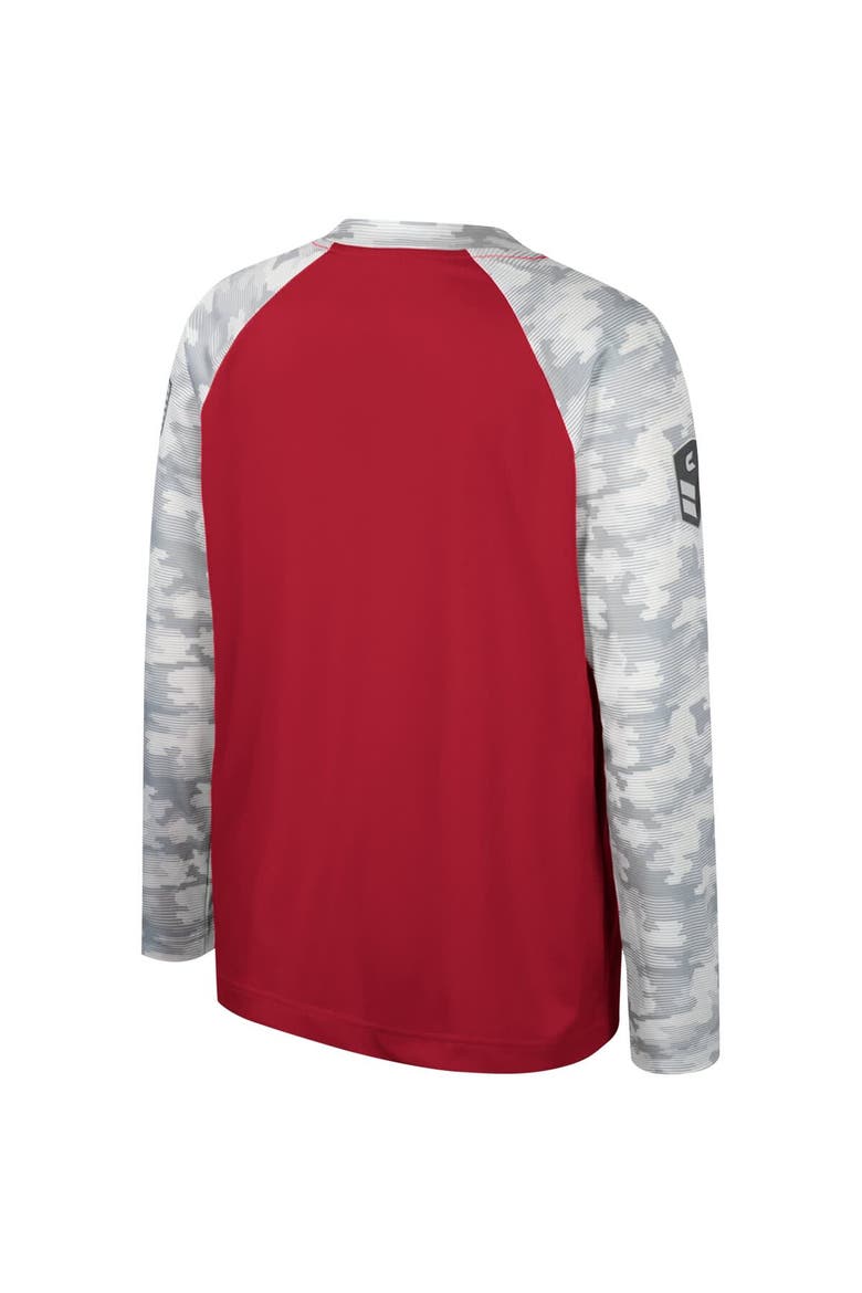Youth Colosseum Cardinal/Camo Iowa State Cyclones OHT Military Appreciation Dark Star Raglan Long Sleeve T-Shirt, Alternate, color, Cardinal