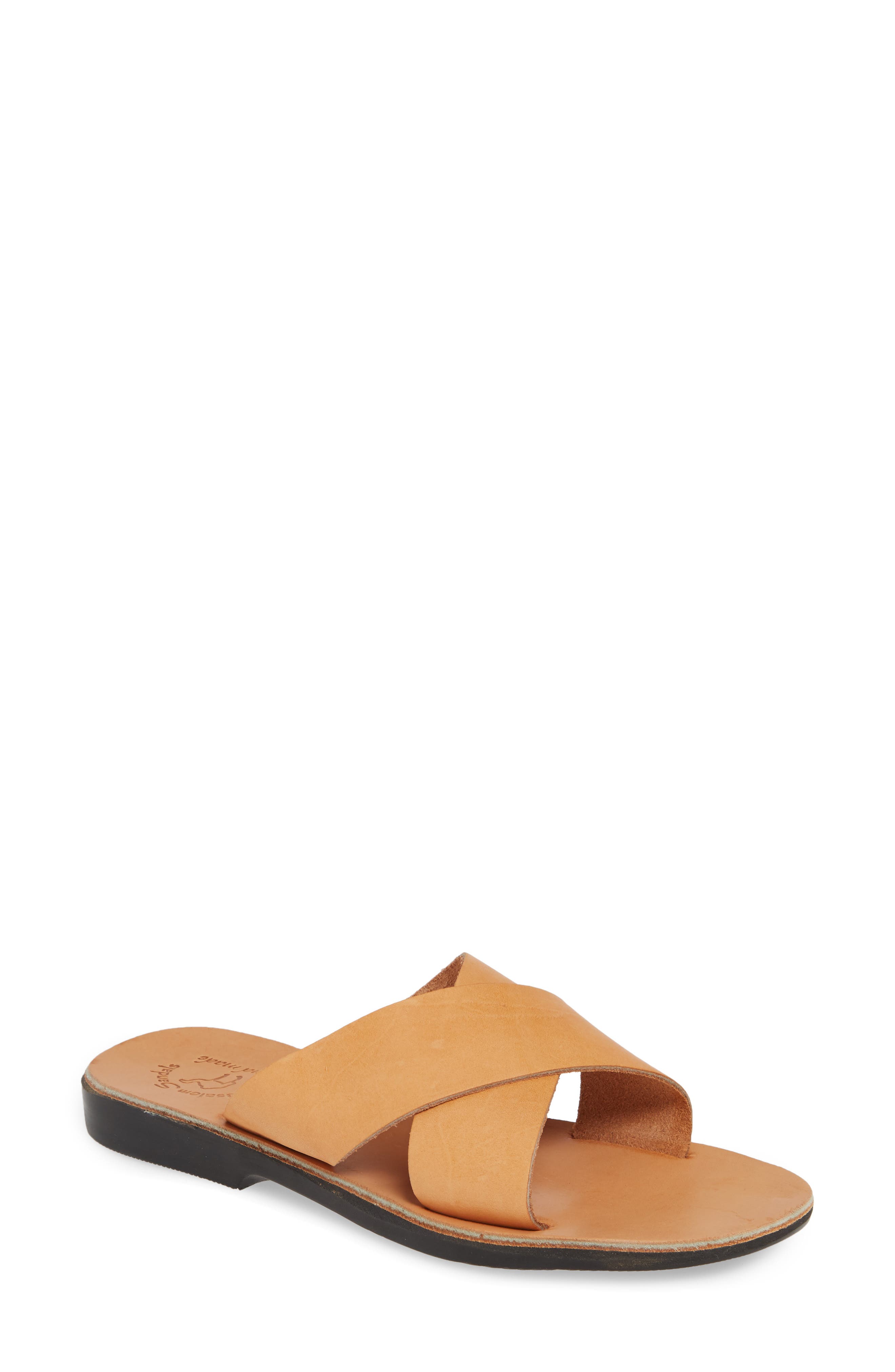 Isla Slide Sandal, Main, color, TAN LEATHER