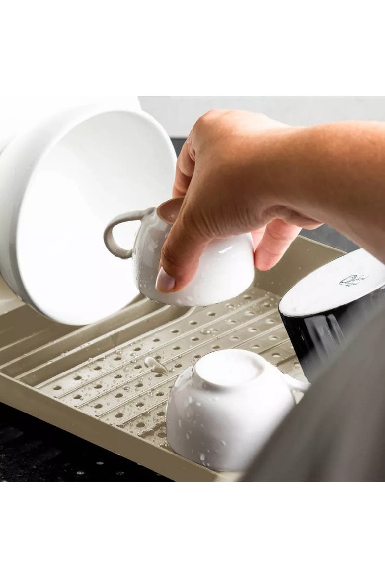 Modern Compact Polypropylene Kitchen Dish Drying Rack, Alternate, color, Beige