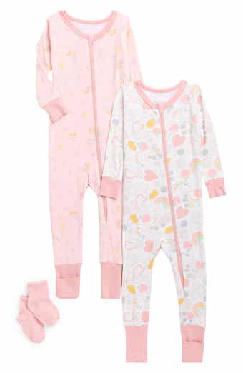 SLEEP ON IT 2-Pack Rainbow Print Stretch Viscose Convertible Coverall with Socks