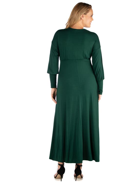 24seven Comfort Apparel Plus Size V-neck Long Sleeve Maxi Dress In Multi