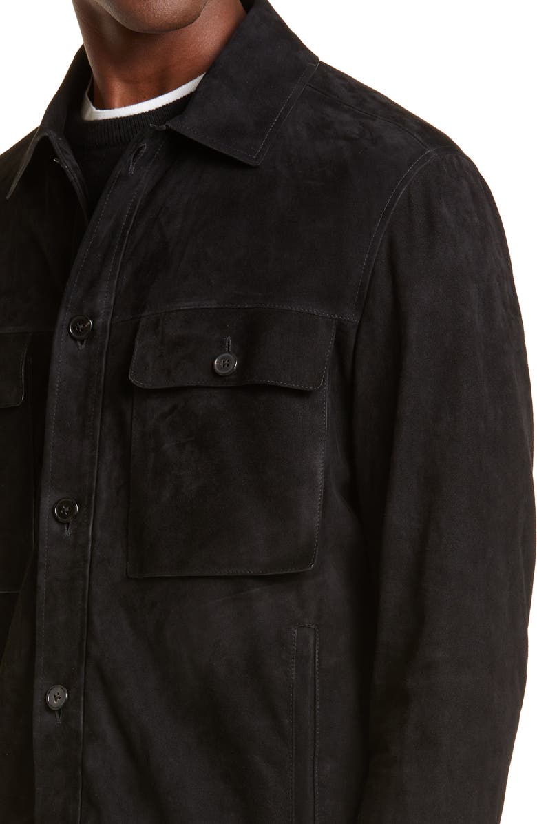 ZEGNA Suede Overshirt, Alternate, color, Black