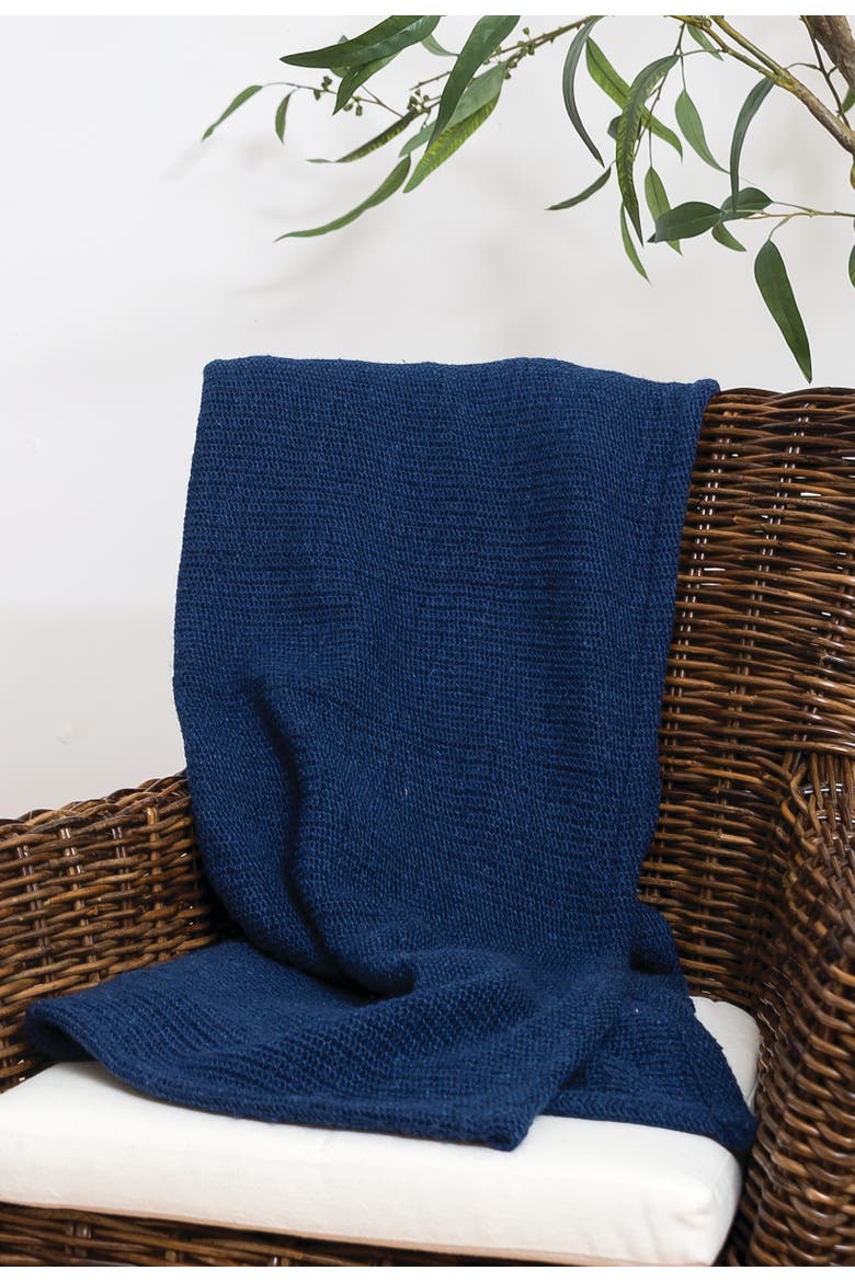 Crochet 50" x 60" Fringe Throw Blanket Navy, Alternate, color, Blue