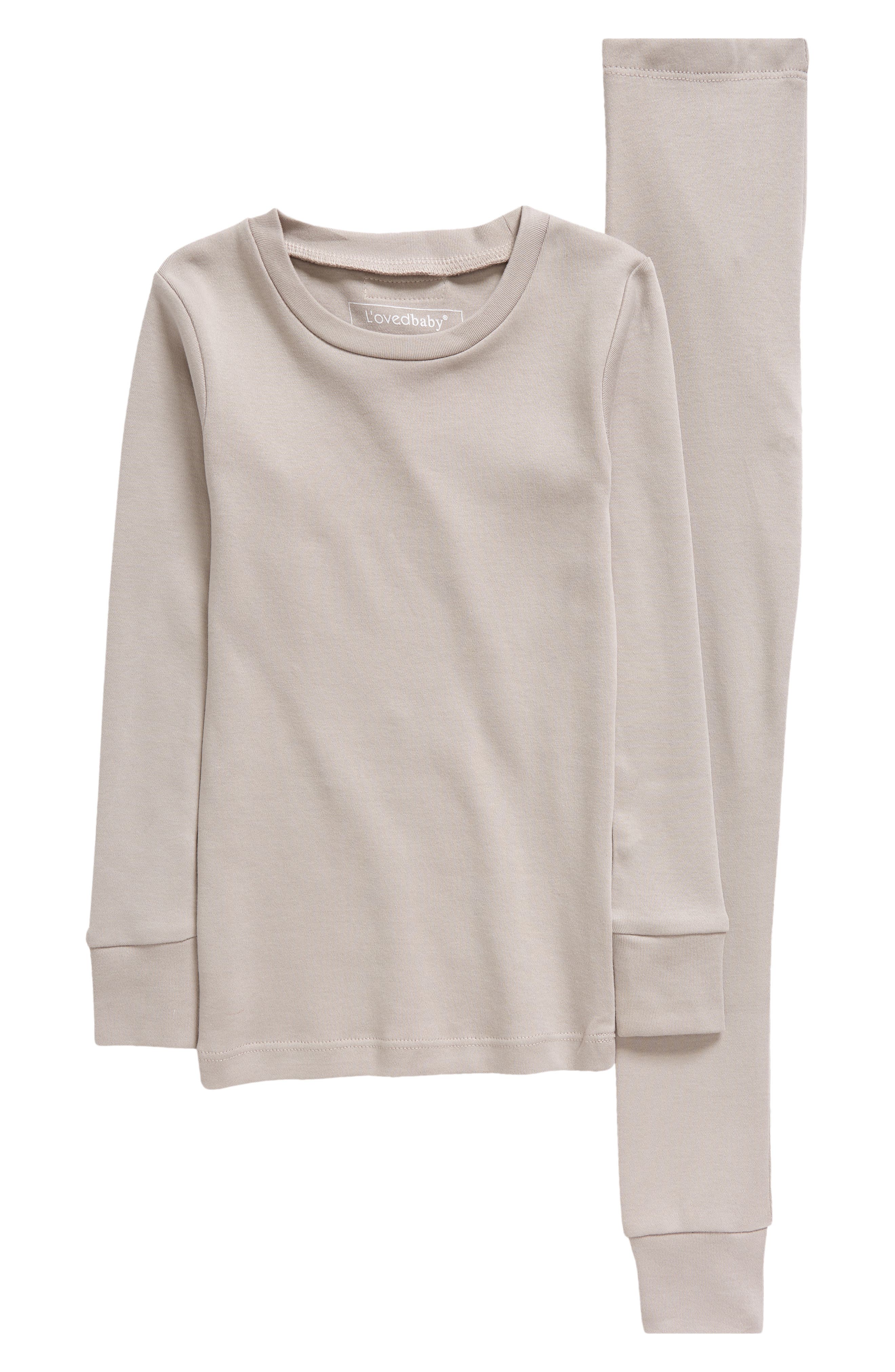 L'Ovedbaby Two-Piece Organic Cotton Pajamas in Light Gray 