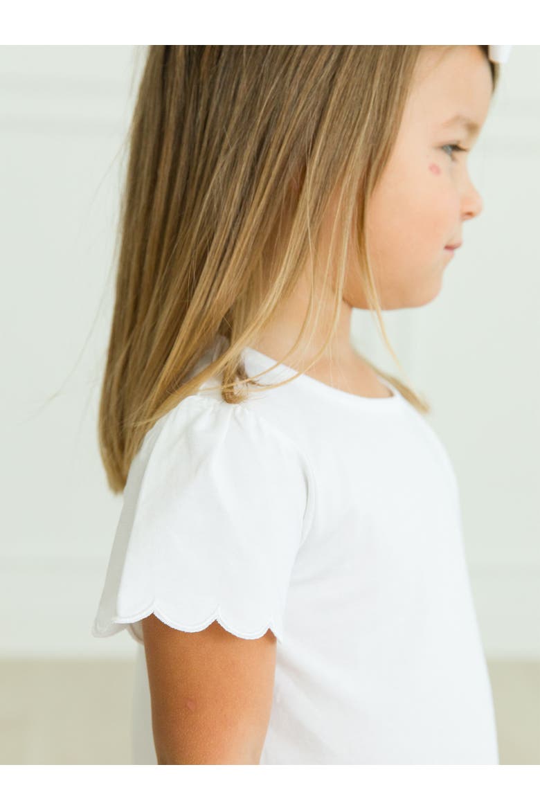Girls Short Sleeve Scallop Tee, Alternate, color, White