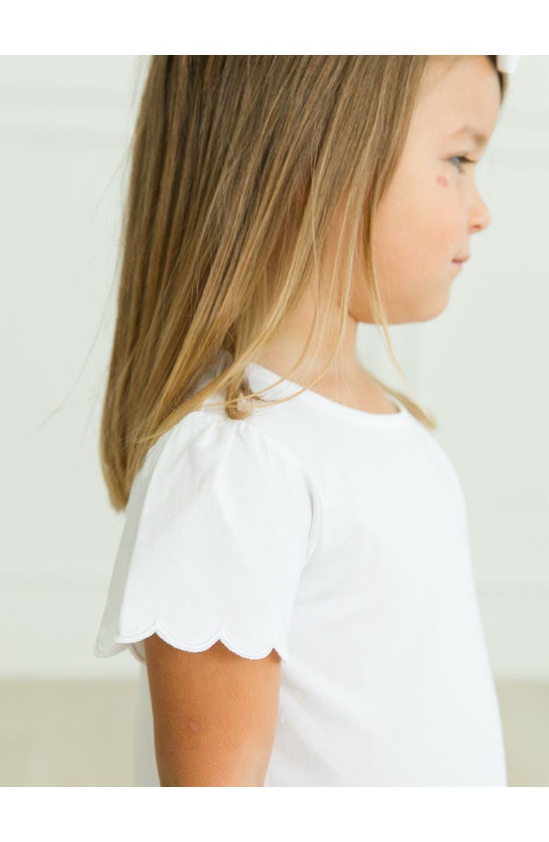RuffleButts Toddler Girls Short Sleeve Scallop Tee, Alternate, color, White
