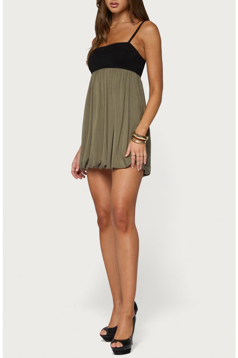 Jonna Contrast Bubble Minidress, Alternate, color, BLACK-AND-OLIVE
