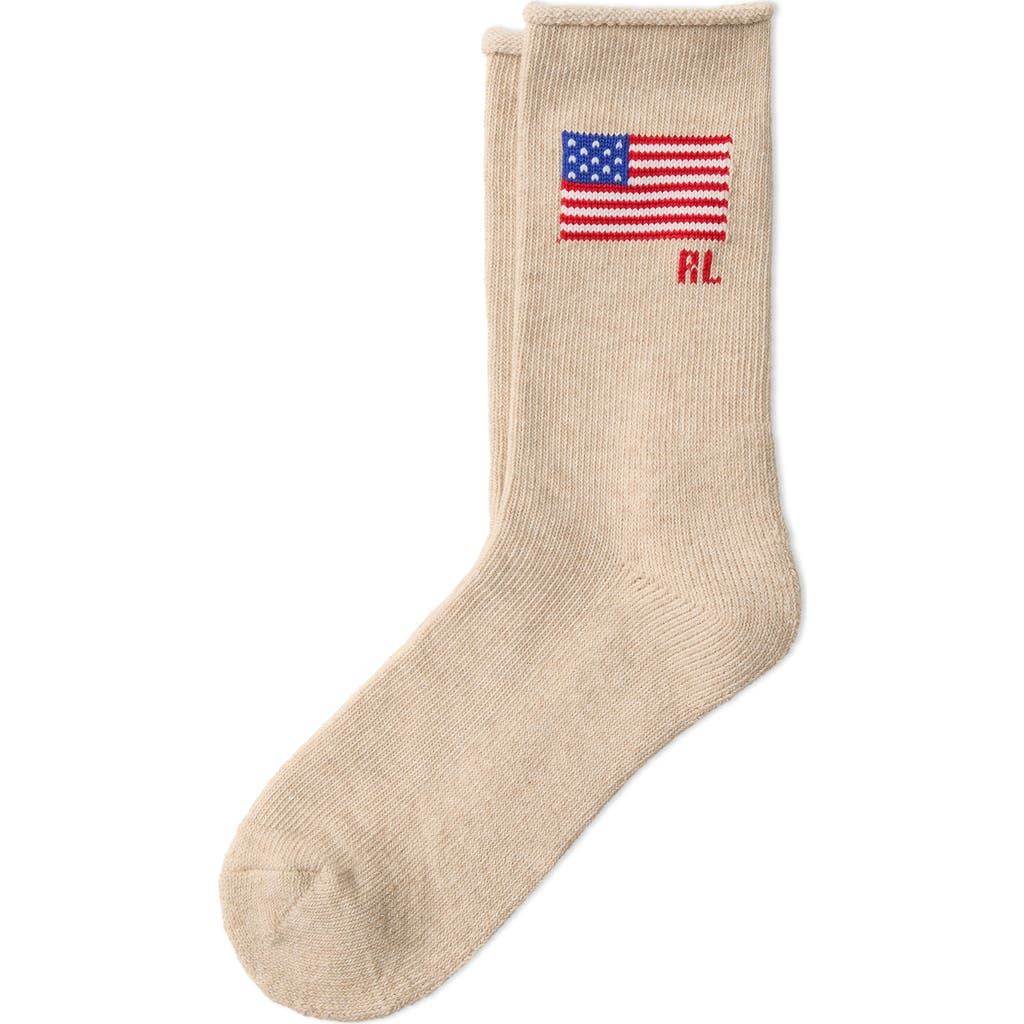 Polo Ralph Lauren Flag Embroidered Roll Top Crew Socks
