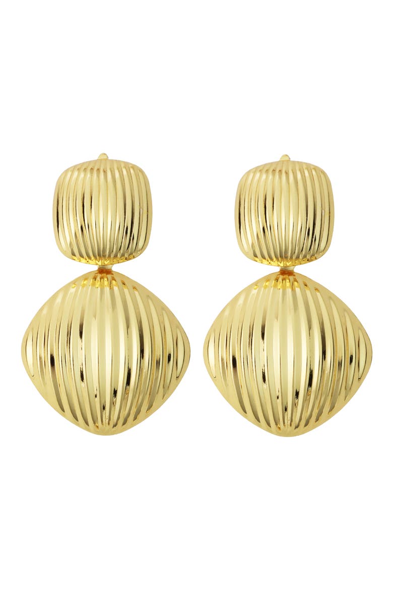 Textured Double Circle Drop Earrings, Main, color, GOLD