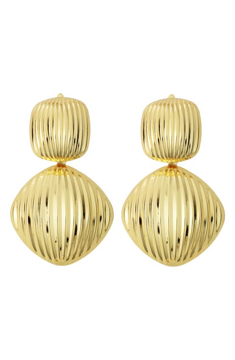 Textured Double Circle Drop Earrings