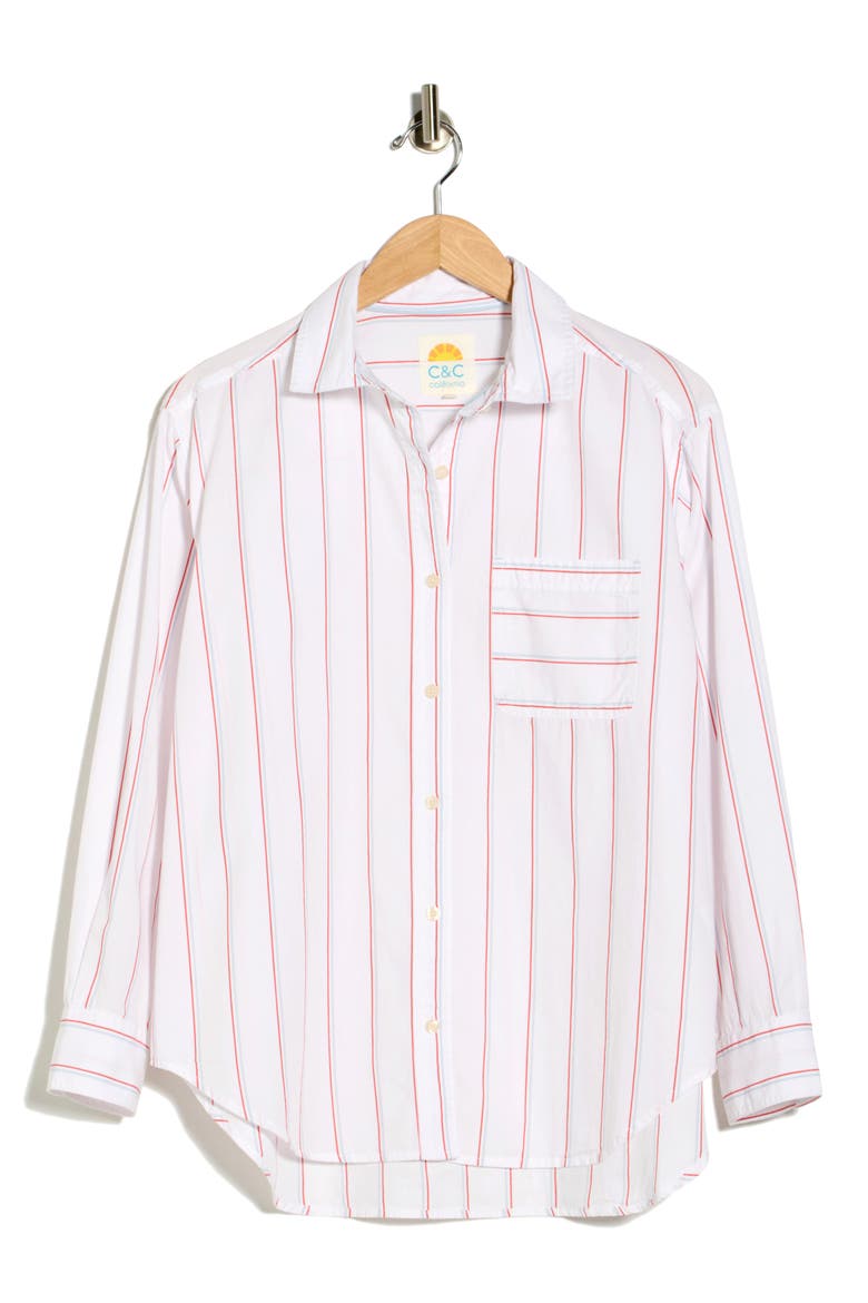 Alaina Stripe Shirt, Alternate, color, CRANBERRY/ SKYWAY