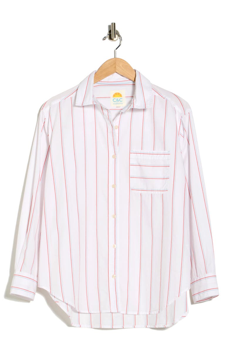 C & C California Alaina Stripe Shirt, Main, color, Cranberry/ Skyway