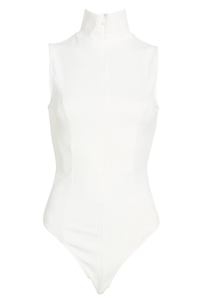 Stand Collar Sleeveless Scuba Bodysuit, Alternate, color, WHITE001