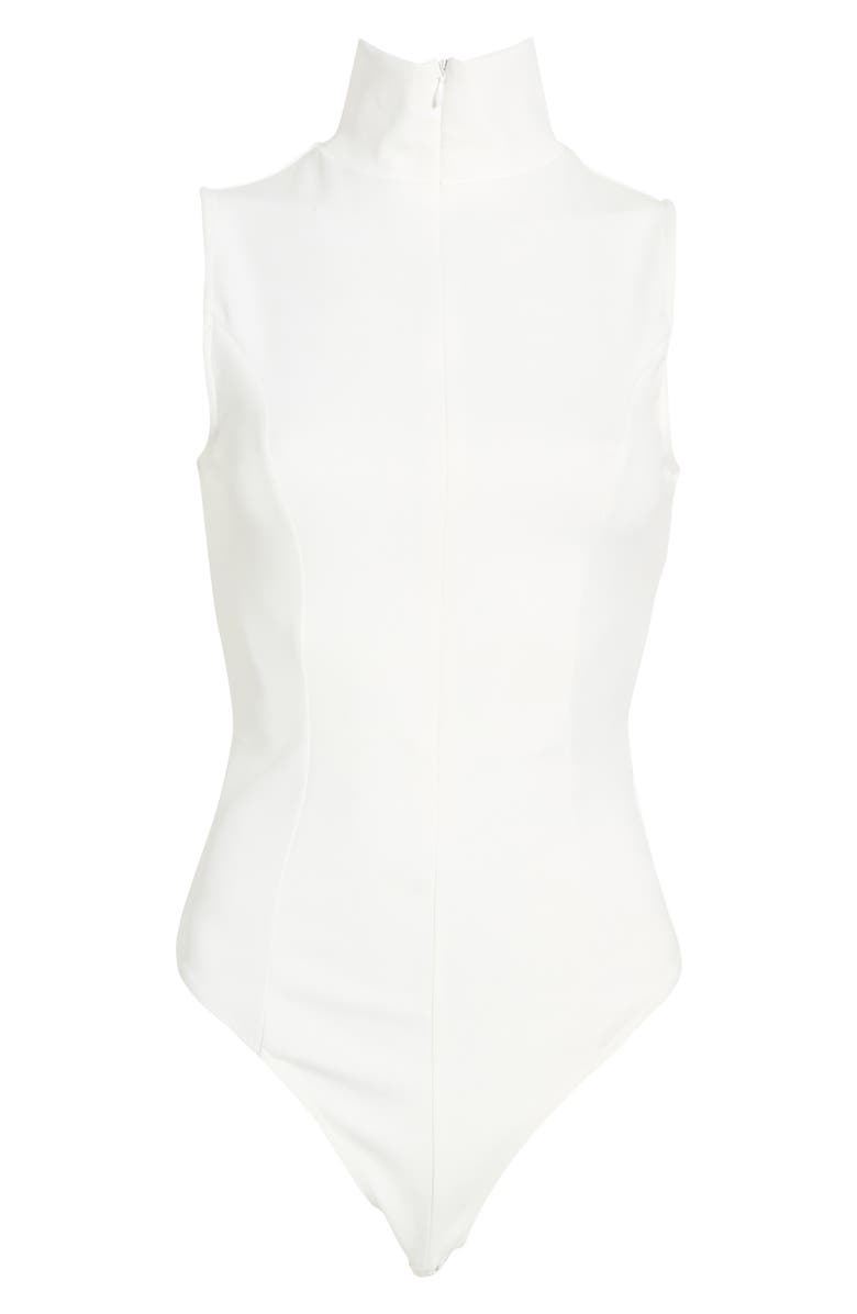 Good American Stand Collar Sleeveless Scuba Bodysuit, Alternate, color, White001