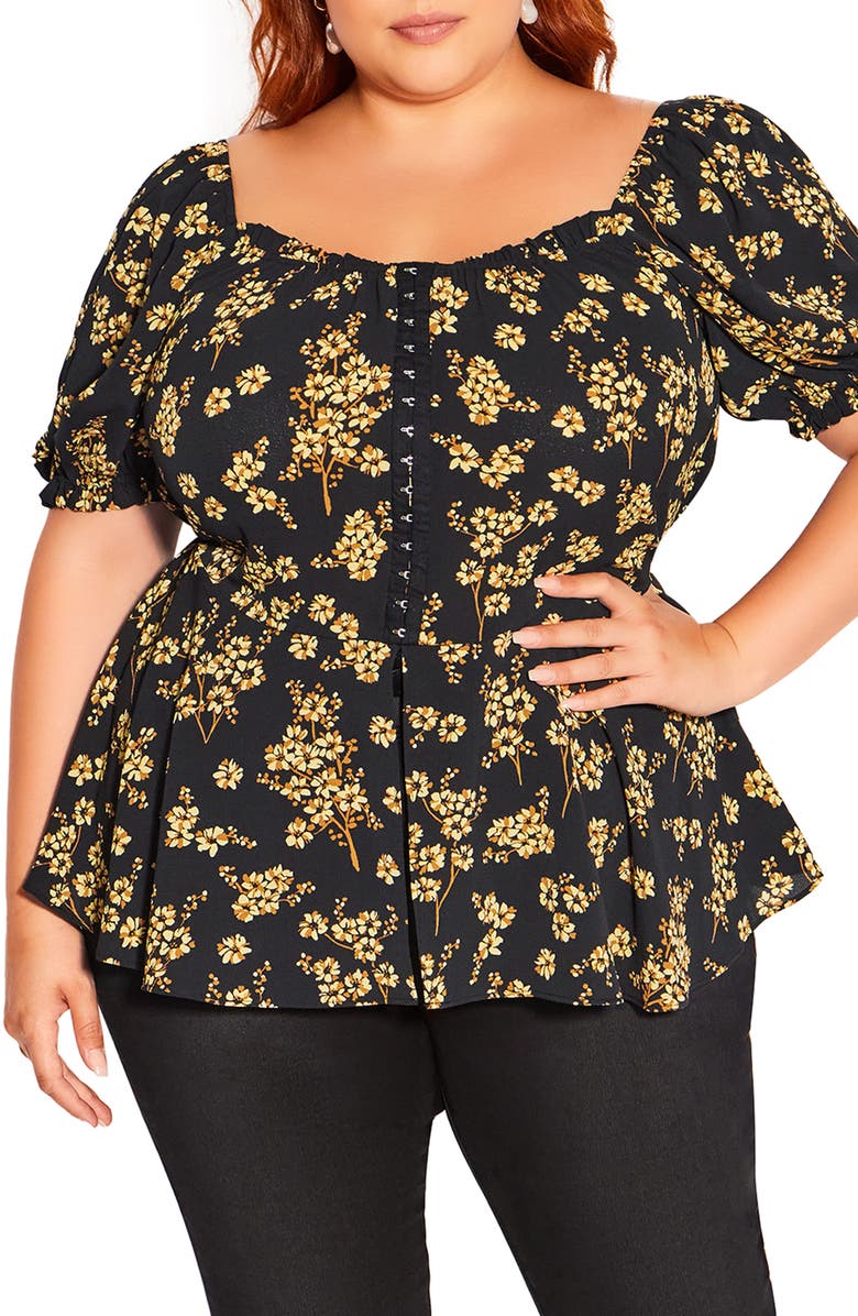 City Chic Quirky Corset Peplum Blouse, Main, color, 